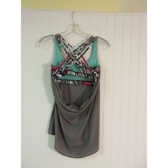 Lululemon tank top gray w/contrast built in bra sz 4 - Picture 3 of 6
